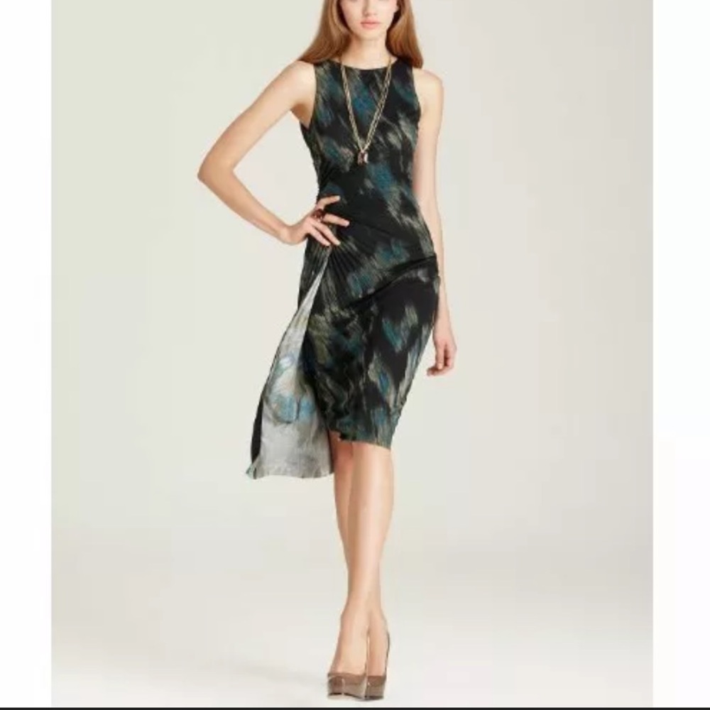 H Halston Heritage printed Pleated Faux Wrap Dress new - Picture 8 of 8